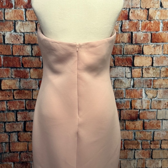 Badgley Mischka Pink Strapless Scuba Gown with Oversized Rosette – Size 8 - Picture 4 of 5